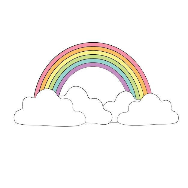 Vector ilustración de vector lindo con arco iris y nubes