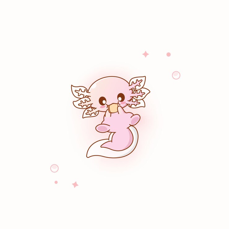 Ilustración de vector lindo axolotl rosa