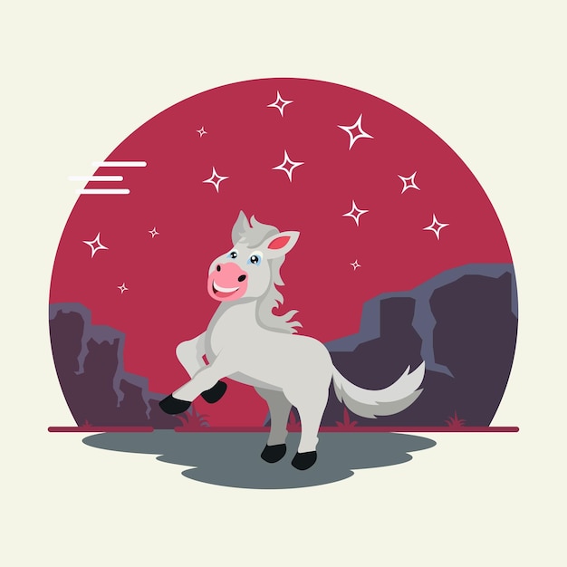 Ilustración de vector lindo caballo blanco