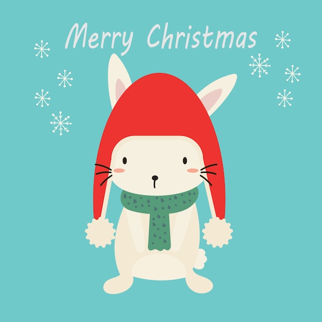 Ilustración de vector de lindo conejo de navidad animal