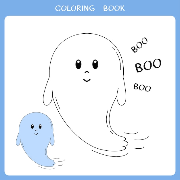 Ilustración de vector de lindo fantasma para colorear libro