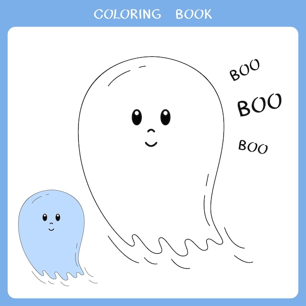 Ilustración de vector de lindo fantasma para colorear libro