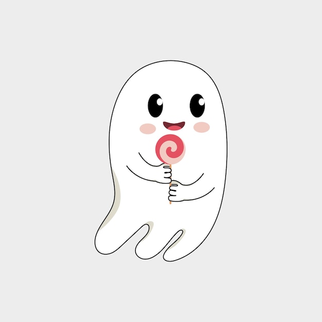 Ilustración de vector de lindo fantasma en estilo plano.