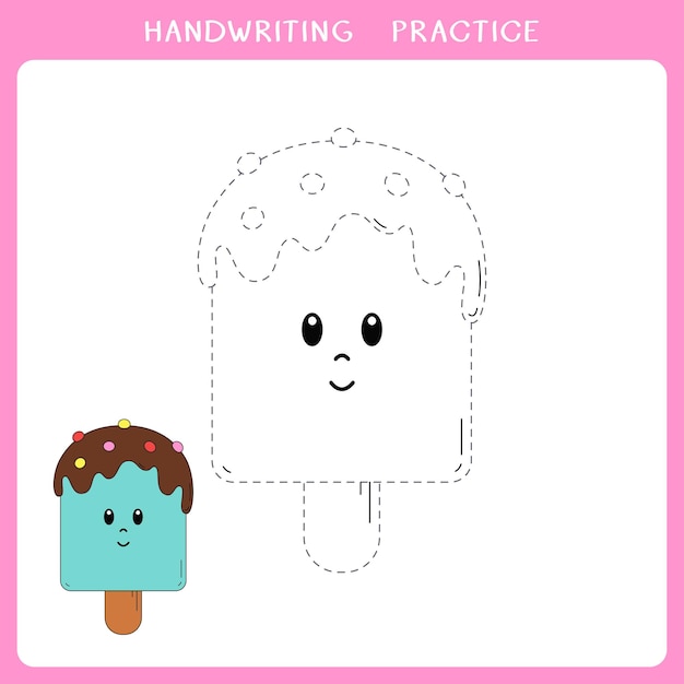 Ilustración de vector de lindo helado para colorear libro