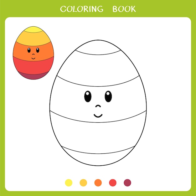 Ilustración de vector de lindo huevo de Pascua para colorear libro