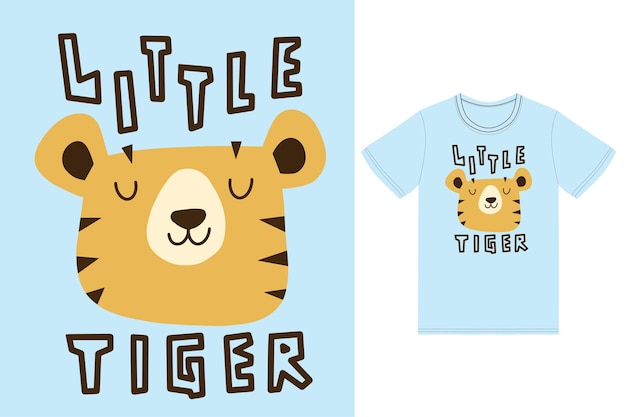 Ilustración de vector lindo pequeño tigre con vector premium de diseño de camiseta