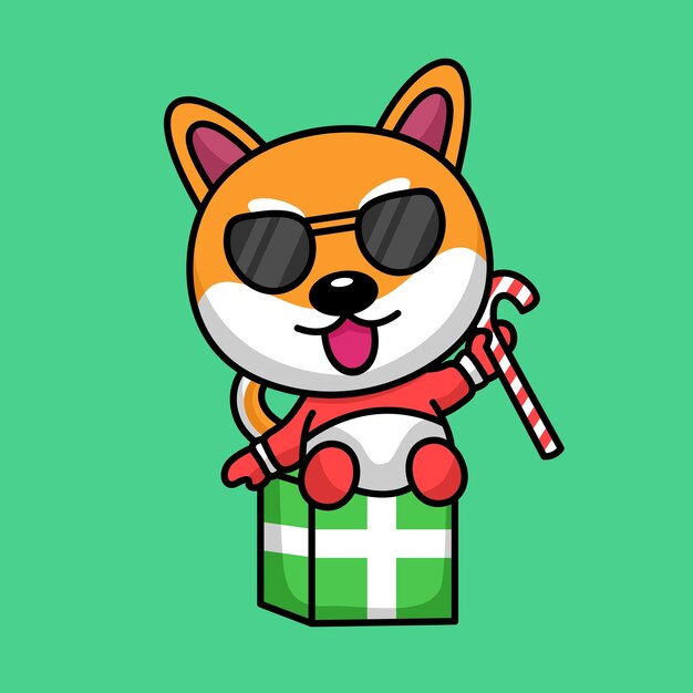 Ilustración de vector de lindo perro shiba premium animal