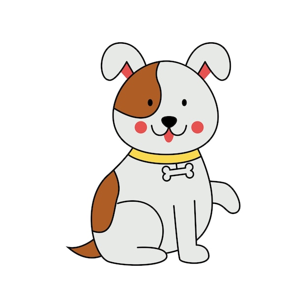 Ilustración de vector de lindo perro sobre fondo blanco