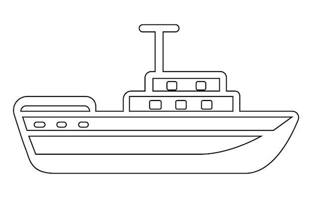 ilustración de vector de línea de barco de cargavector de contorno de barco militar