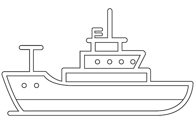 ilustración de vector de línea de barco de cargavector de contorno de barco militar