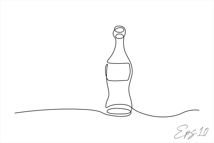 Vector ilustración de vector de línea continua del diseño de la botella de bebida