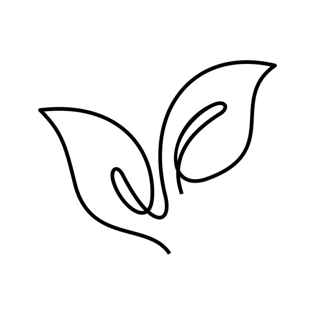 Ilustración de vector de línea continua de hojas