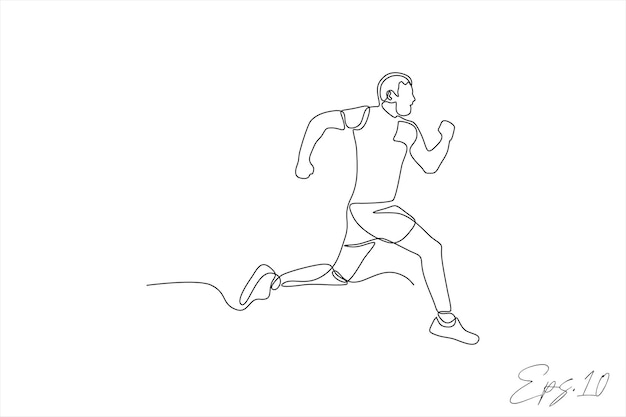 ilustración de vector de línea continua de un hombre corriendo