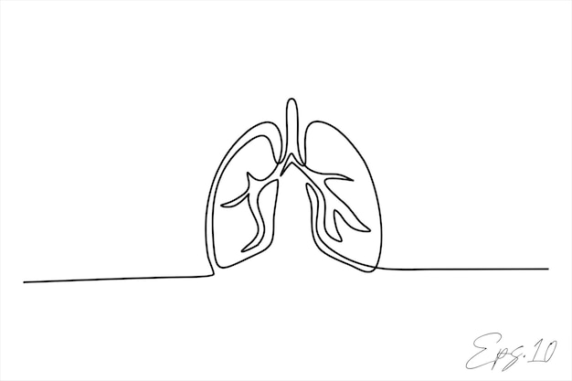 Ilustración de vector de línea continua de pulmones