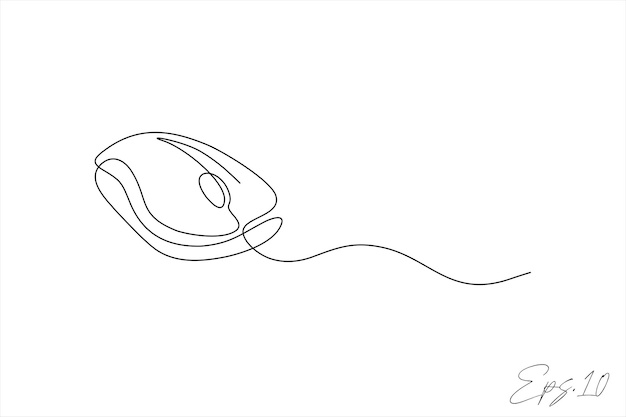 Ilustración de vector de línea continua de ratón de computadora
