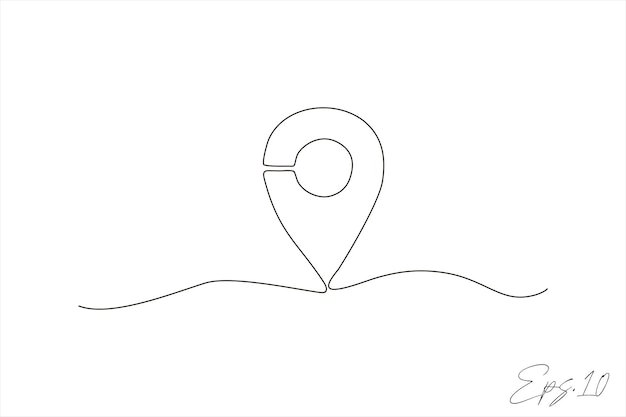 Ilustración del vector de línea continua del símbolo de ubicación