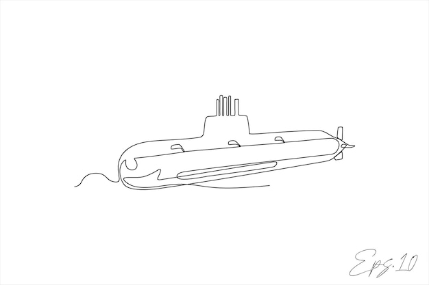 ilustración de vector de línea continua submarina