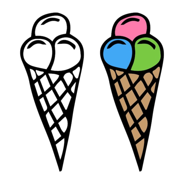 ilustración de vector de línea de helado, libro de colorear de helado