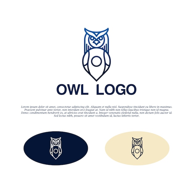 Ilustración de vector de línea de logotipo de pájaro búho Diseño de logotipo moderno