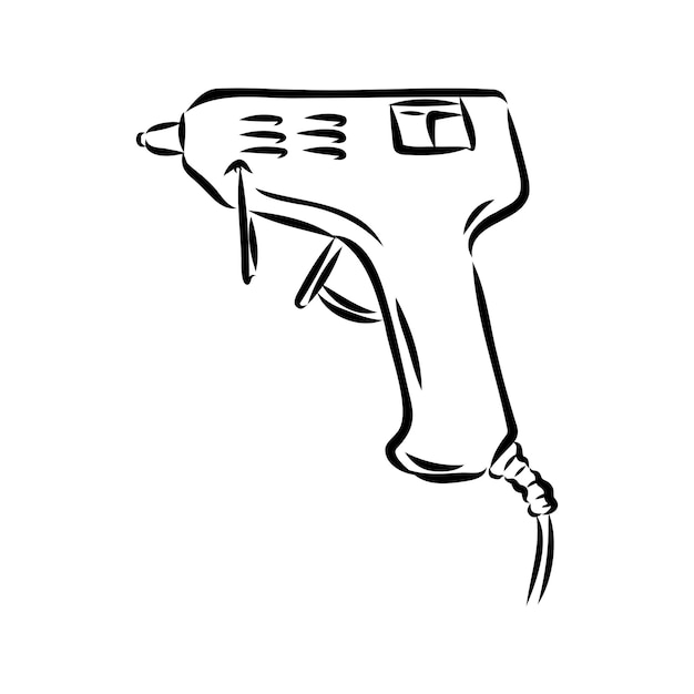 Ilustración de vector de línea de pistola de pegamento aislada sobre fondo blancovista superior