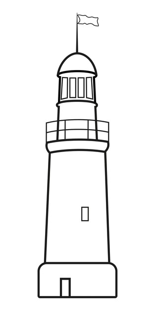 Ilustración de vector lineal faro blanco y negro