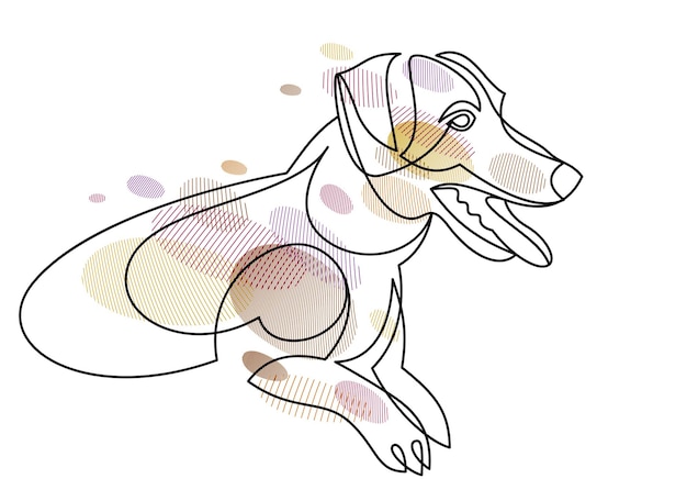 Ilustración de vector lineal de perro gracioso aislado Jack Russel Terrier mascota juguetón y lindo perro adorable
