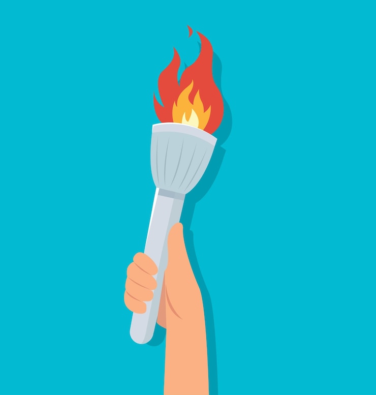 Vector ilustración del vector de la llama ardiente con la antorcha en la mano