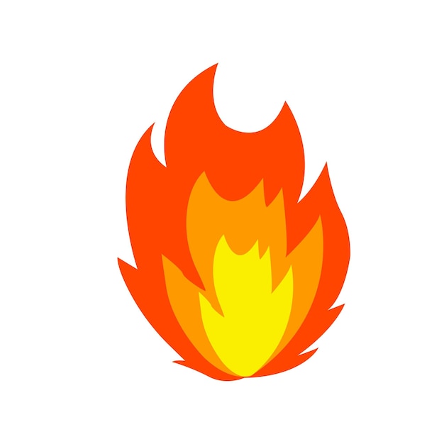 Ilustración del vector de la llama del fuego aislado en fondo blanco