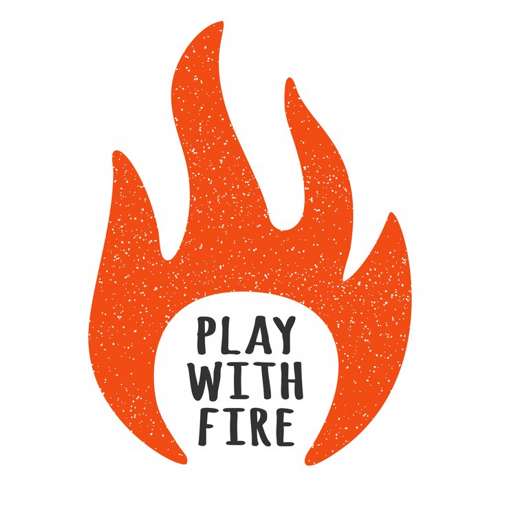 Vector ilustración de vector con llamas de fuego. jugar con fuego. gráficos estampados de camisetas