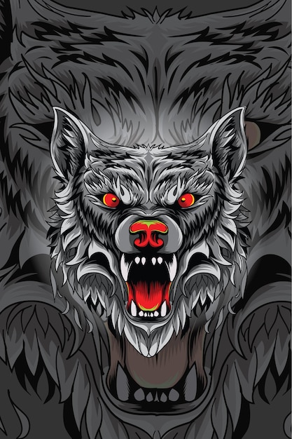 Ilustración de vector de lobo enojado