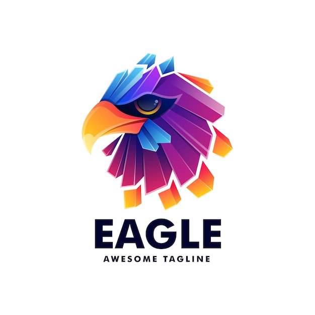 Ilustración vector logo águila estilo colorido degradado