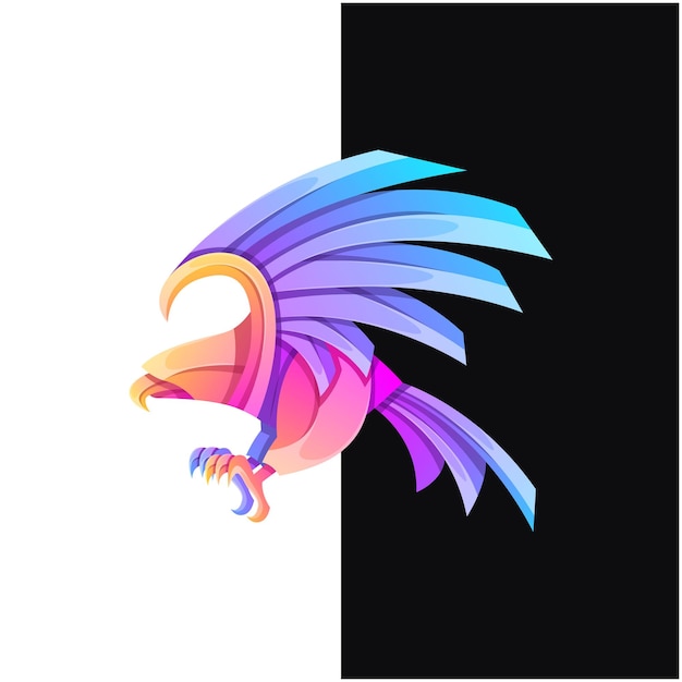 Ilustración vector logo águila estilo colorido degradado