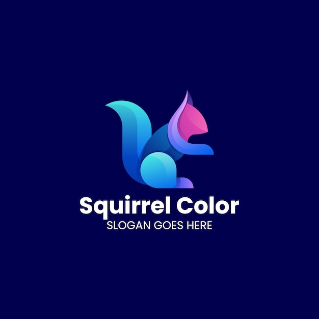 Ilustración Vector Logo Con Ardilla Estilo Colorido Degradado