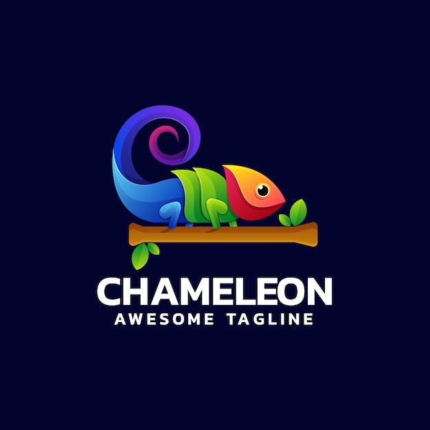 Ilustración Vector Logo Camaleón Estilo Colorido Degradado