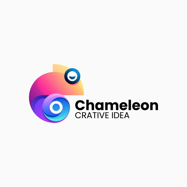 Vector ilustración vector logo camaleón estilo colorido degradado