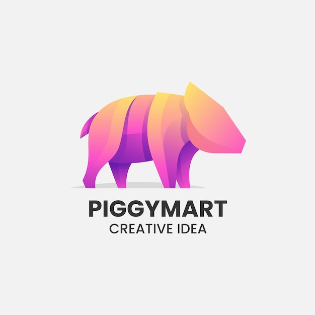 Ilustración vector logo cerdo estilo colorido degradado