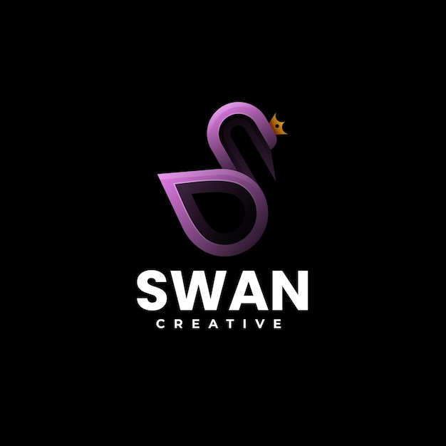 Ilustración Vector Logo Con Cisne Estilo Colorido Degradado