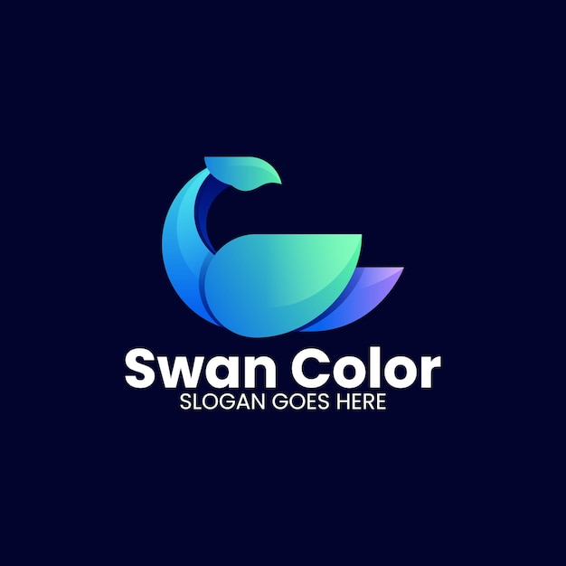 Ilustración Vector Logo Con Cisne Estilo Colorido Degradado
