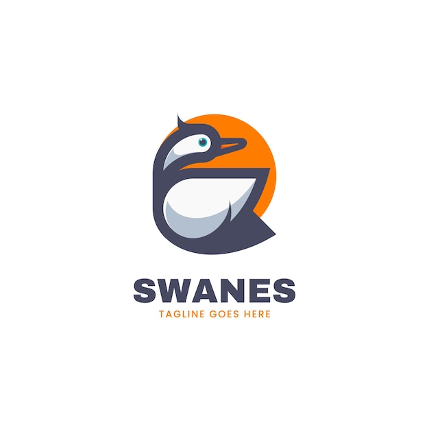 Ilustración Vector Logo Cisne Estilo Mascota Simple