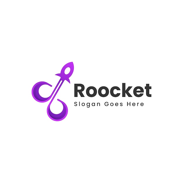 Ilustración Vector Logo Con Cohete Estilo Colorido Degradado