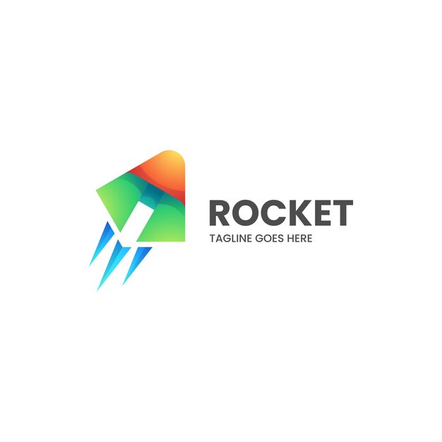 Ilustración Vector Logo Con Cohete Estilo Colorido Degradado