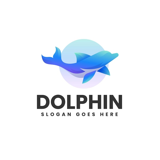 Ilustración Vector Logo Con Delfines Estilo Colorido Degradado