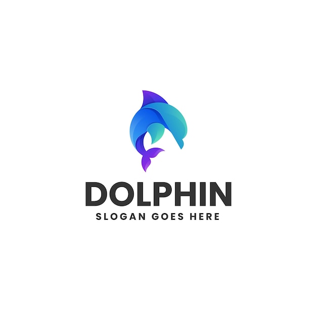 Ilustración Vector Logo Con Delfines Estilo Colorido Degradado
