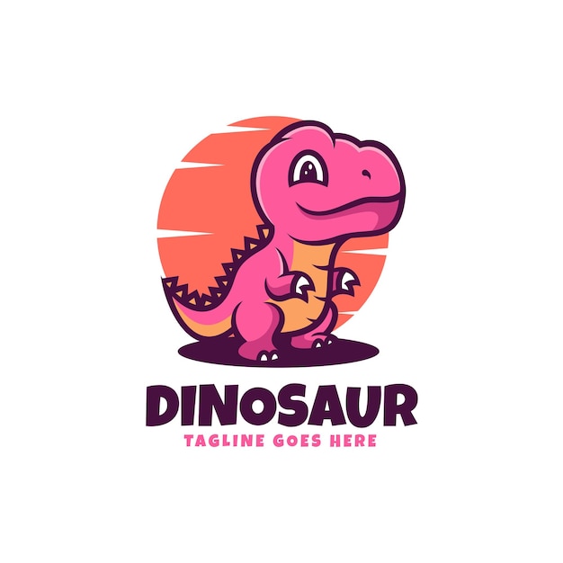 Ilustración vector logo dinosaurio mascota estilo dibujos animados