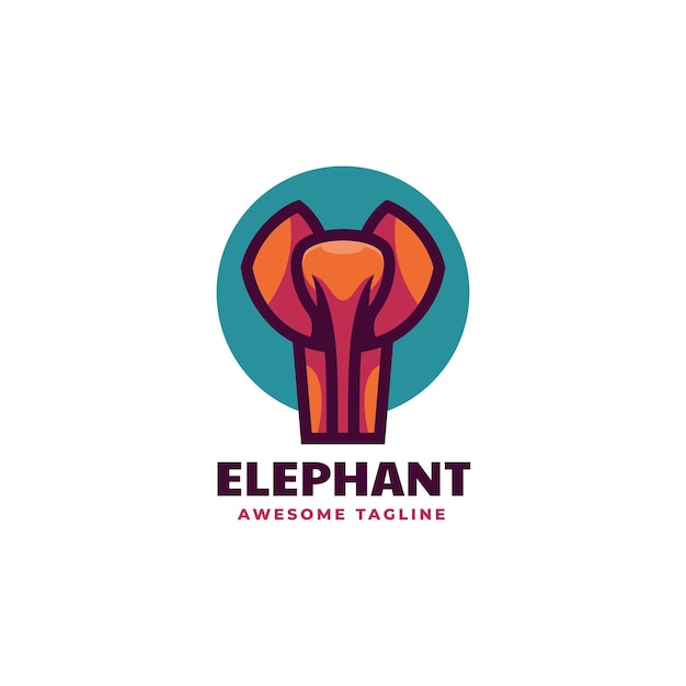 Ilustración Vector Logo Elefante Estilo Mascota Simple