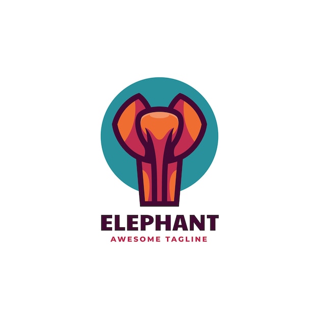 Ilustración vector logo elefante estilo mascota simple