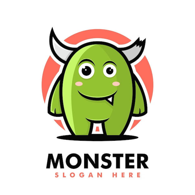 Ilustración vector logo estilo dibujos animados mascota monstruo