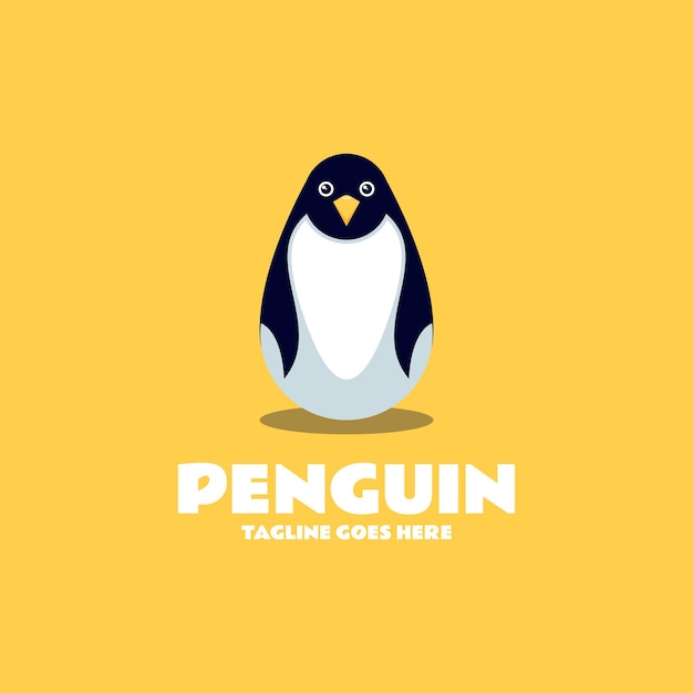 Ilustración Vector Logo Estilo Dibujos Animados Mascota Pingüino