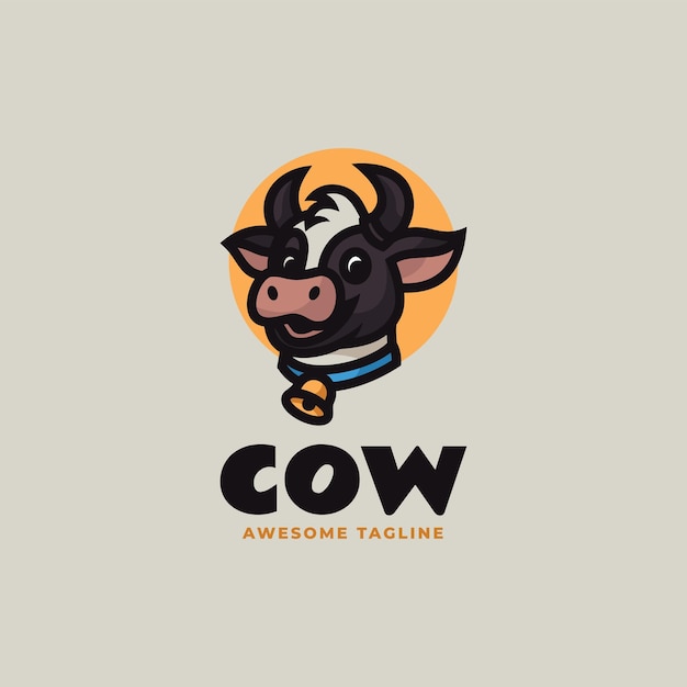 Ilustración Vector Logo Estilo Dibujos Animados Mascota Vaca