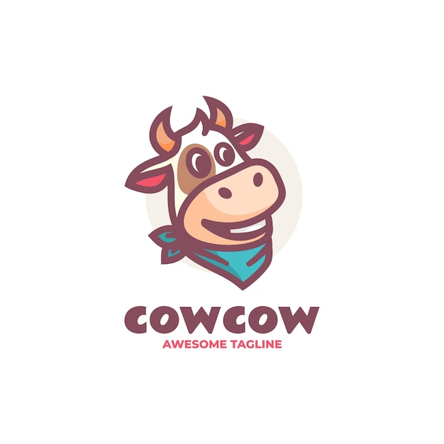 Ilustración Vector Logo Estilo Dibujos Animados Mascota Vaca